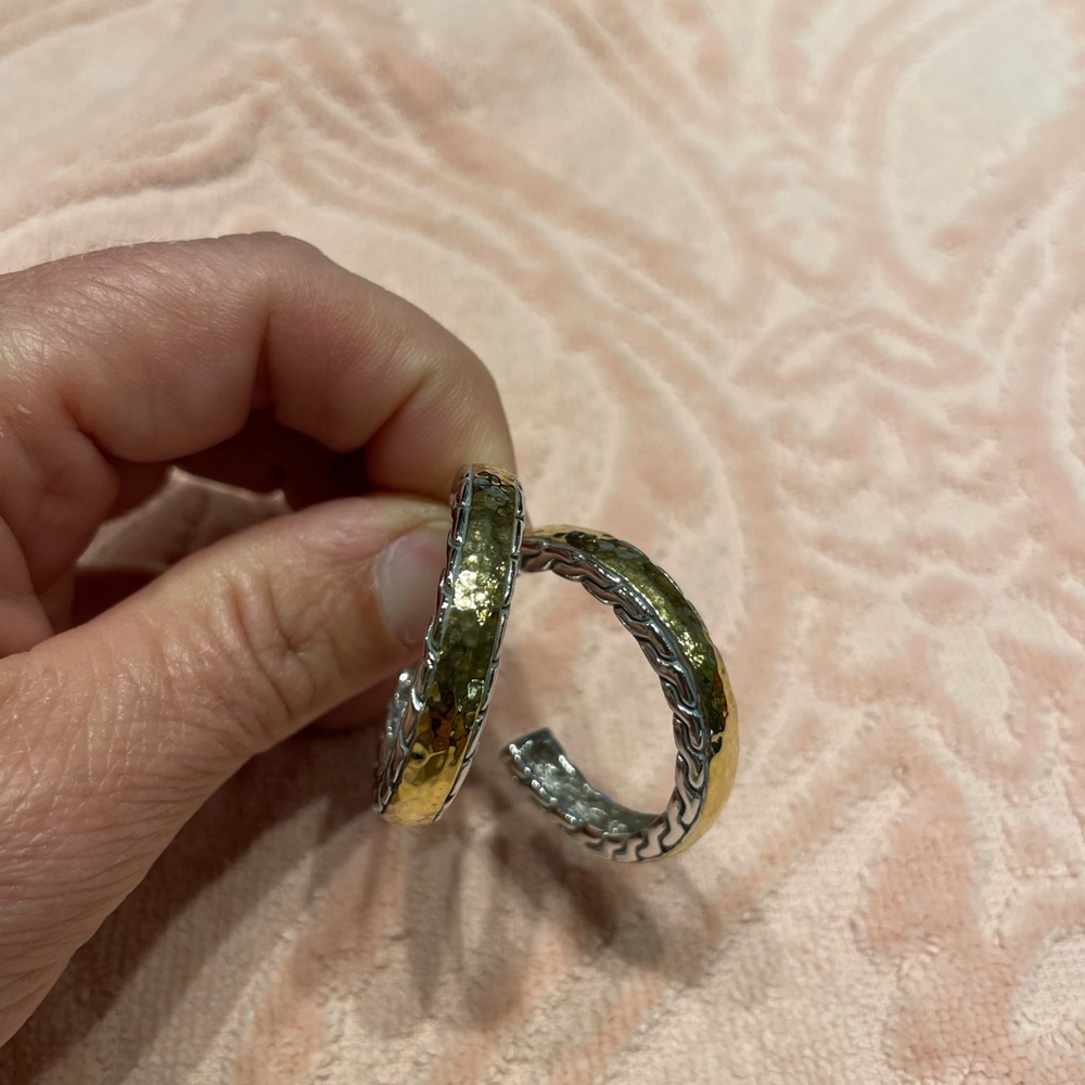 Brighton Hammered Gold and Silver Hoop Earrings